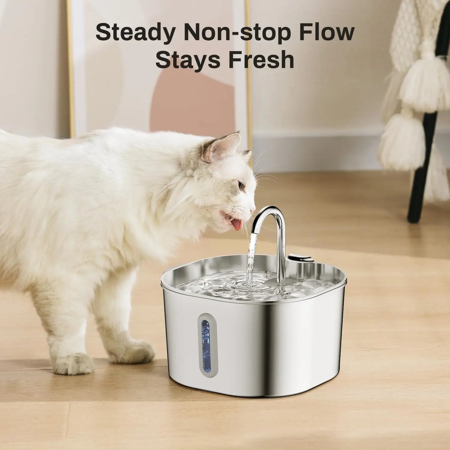 2.2L Automatic Cat Water Fountain Stainless Steel Pet Water Dispenser Bowl Dog Water Fountain with window Pet Drinking Fountain