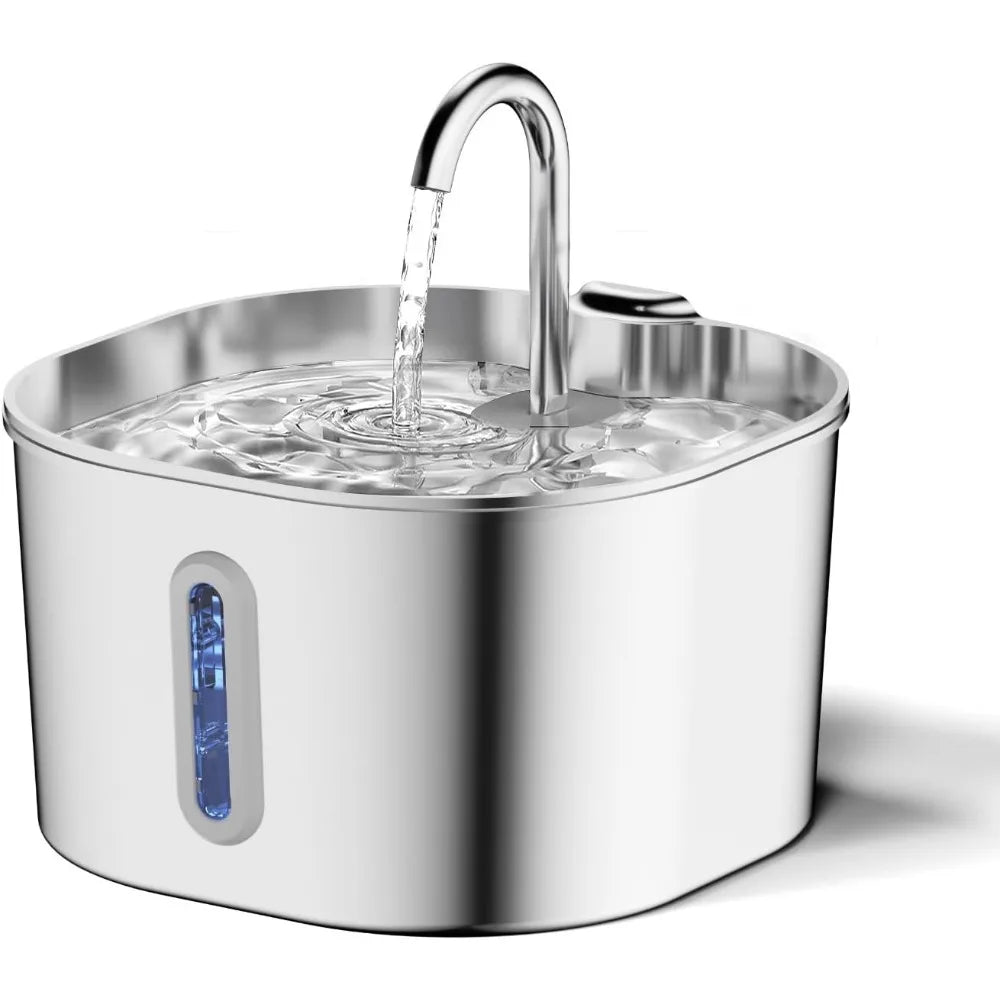 2.2L Automatic Cat Water Fountain Stainless Steel Pet Water Dispenser Bowl Dog Water Fountain with window Pet Drinking Fountain
