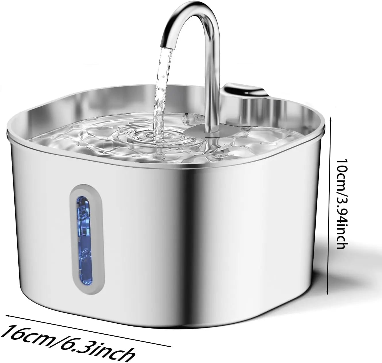 2.2L Automatic Cat Water Fountain Stainless Steel Pet Water Dispenser Bowl Dog Water Fountain with window Pet Drinking Fountain